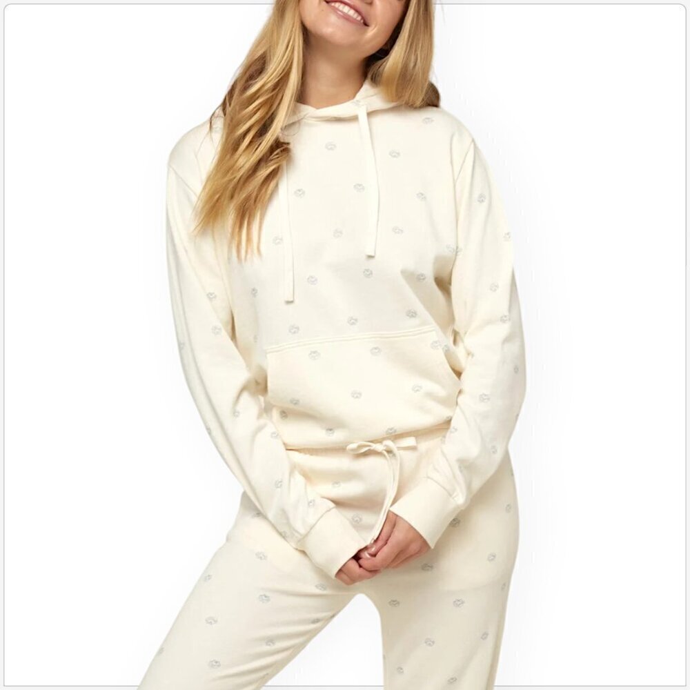 O'Neill Backbay Printed Pullover Fleece Winter White Hoodie Sweatshirt NWT XL